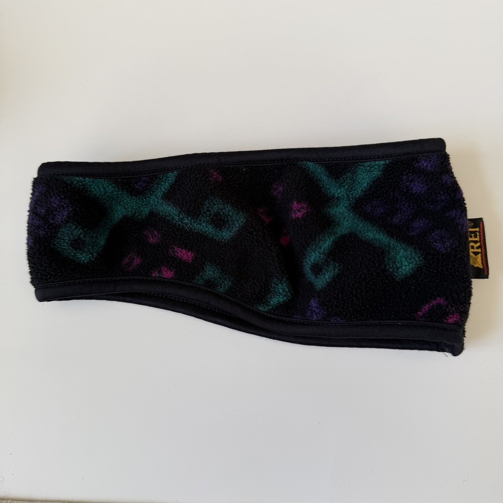 VTG REI Headband Ear Warmer Retro 90s Fleece Ski Winter One Size Black Multi